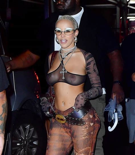 New York NY Doja Cat Confidently Flaunts Her Fashion Forward Style In A Sheer Ensemble During