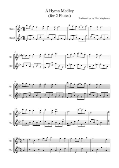 Download A Hymn Medley For Flute Duet Sheet Music By Traditional