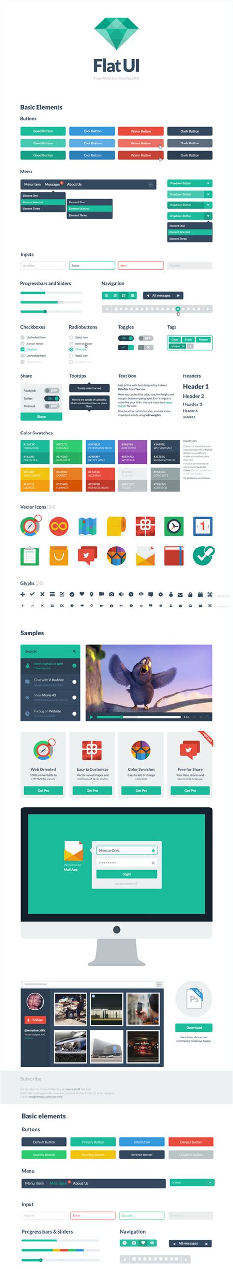 Flat User Interface Psd And Html Template Gfxtra