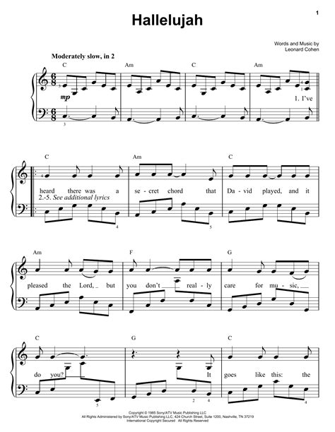 Leonard Cohen Hallelujah Sheet Music Download Printable Pdf Music Notes Score And Chords 197052