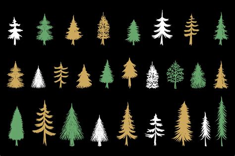 Hand Drawn Christmas Tree Elements Graphics ~ Creative Market