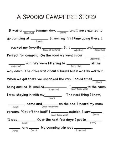 A Spooky Campfire Story Mad Libs Printable