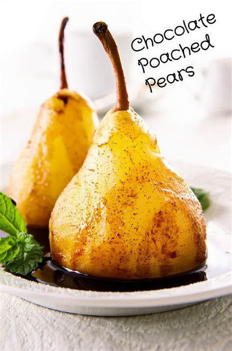 Vanilla Poached Pears With Dark Chocolate Sauce Snack Rules Recipe Poached Pears Pear