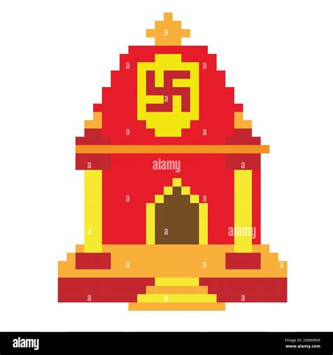 Temple Pixel Art Isolated On White Background Bit Icon Pixel Design