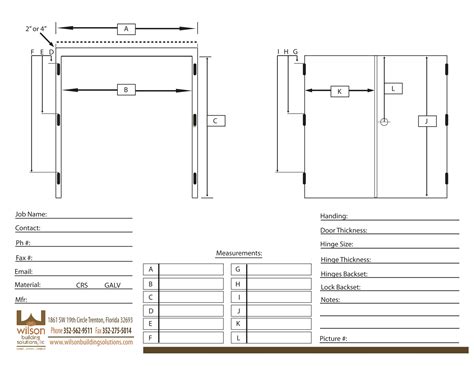 Commercial Door Field Measuring Chart Ag Wilson Building Solutions