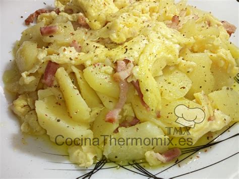 Revuelto De Patatas Con Huevos Y Bacon Cocina Con Thermomix