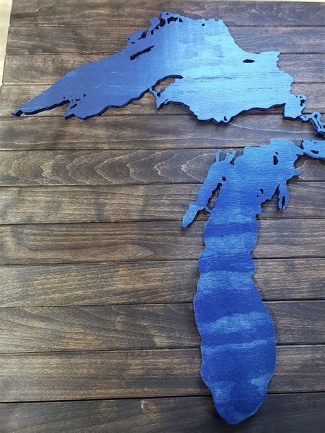Hand Cut Hand Painted Great Lakes Map Etsy