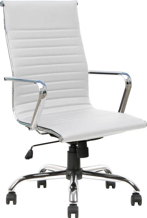 White Modern High Back Vinyl Conference Room Chair With Metal Arms