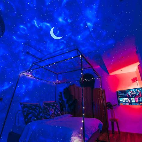 Led Galaxy Projectors And Strip Lights Vibe Check Lighting Neon Bedroom Room Ideas Bedroom
