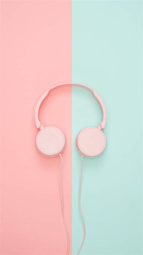 Download Wallpaper 1080x1920 Headphones Minimalism Pink