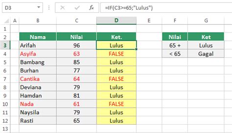Cara Menggunakan Fungsi If Bertingkat Di Excel Rumus Excel