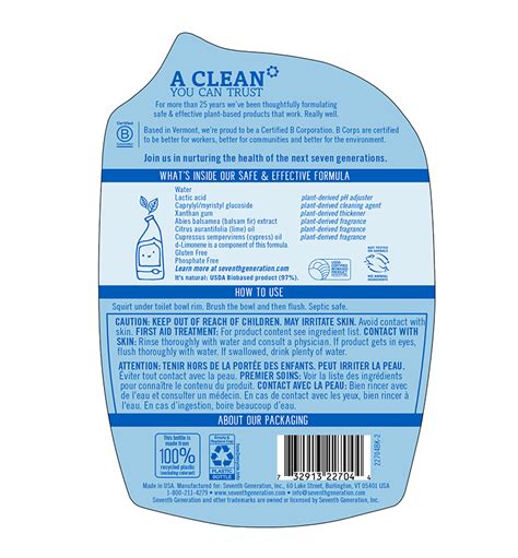 American standard cadet® 3 1.28 gpf floor mount concealed trapway two piece round bowl closed front toilet in white. Toilet Bowl Cleaner | Seventh Generation