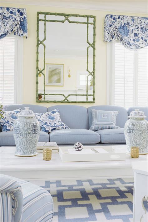 Our Favorite Classic Color Combination Blue And White Light Blue Sofa