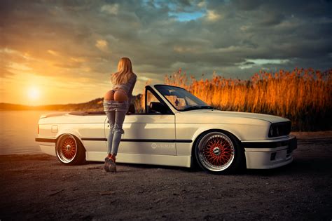 Wallpaper Blonde Sunset Ass Jeans Women With Cars Sneakers Back Panties Sports Car