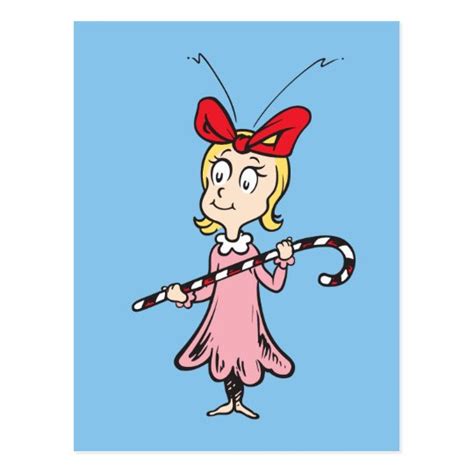 Dr Seuss Cindy Lou Who Holding Candy Cane Postcard Zazzleca