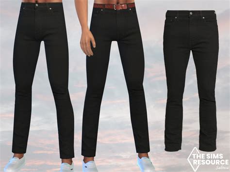 The Sims Resource Men Black Jeans With And Without Belt
