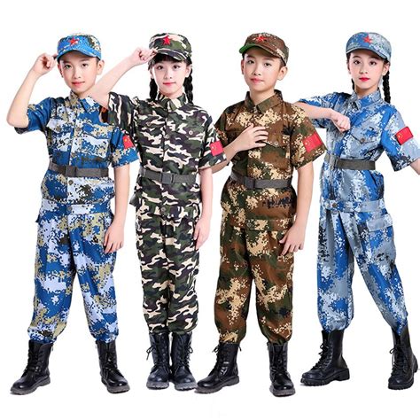 Boys Tactical Military Uniform Special Forces Black Camouflage Clothes Pant Belt Set Combat