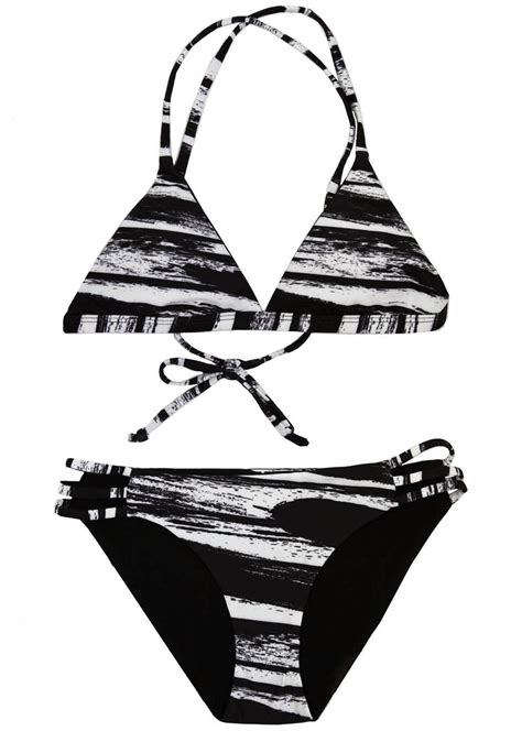 Black White Reversible 2 Piece Girls Bikini Swimsuit For Tweens Teens