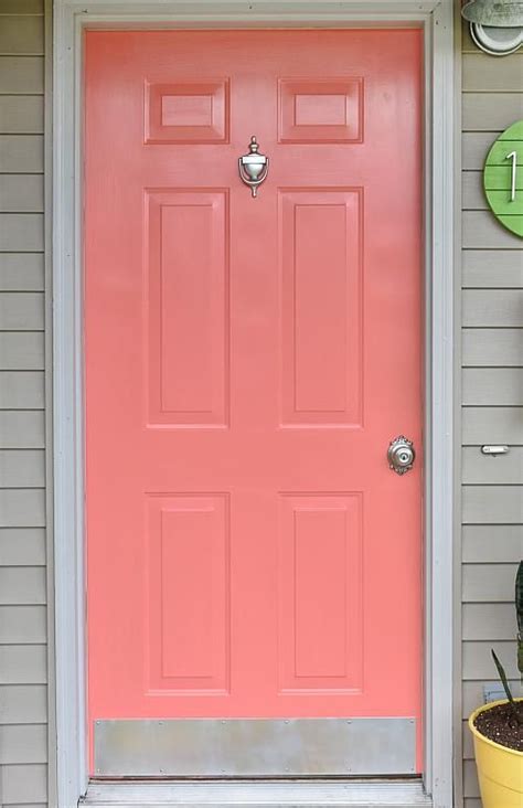 Coral Front Door With Curb Appeal In 2023 Coral Front Doors Painted