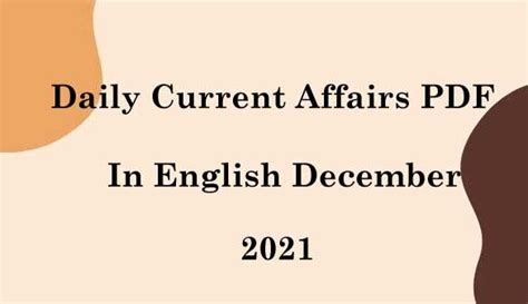 Daily Current Affairs Pdf In English November 2021 Current Affairs