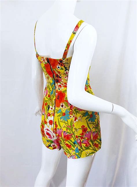 Rare 1960s Tina Leser Mod One Piece Vintage Playsuit Romper 60s Swimsuit Flowers For Sale At 1stdibs