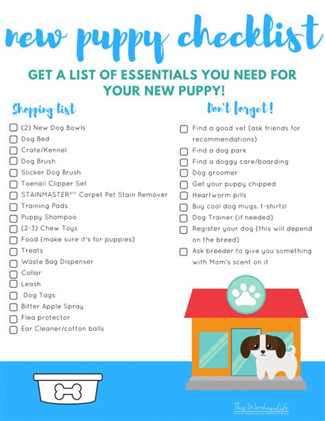 New Puppy Essentials Checklist Free Printable