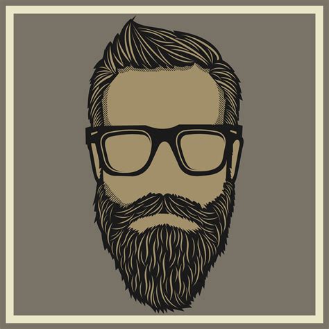Vintage A Thick Bearded Man Wearing Glasses Vector Download Free