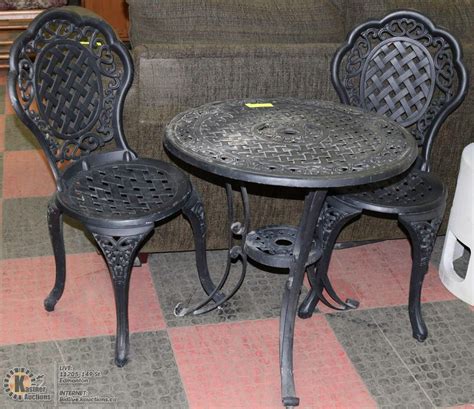 5 piece reclining pe rattan garden dinin. CAST IRON PATIO BISTRO SET