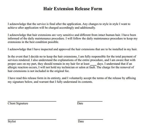 Hair Extension Release Form Tape In Hair Extensions Hair Extension