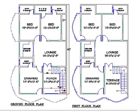 4 Bhk House Plan With Ground Floor And First Floor Houseplan