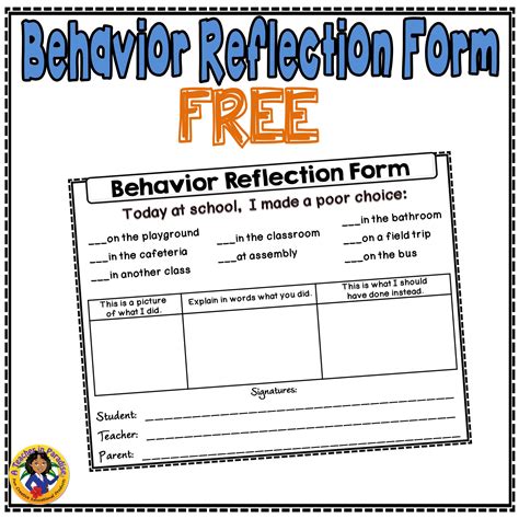 A Simple Behavior Reflection Form I Use With My Students