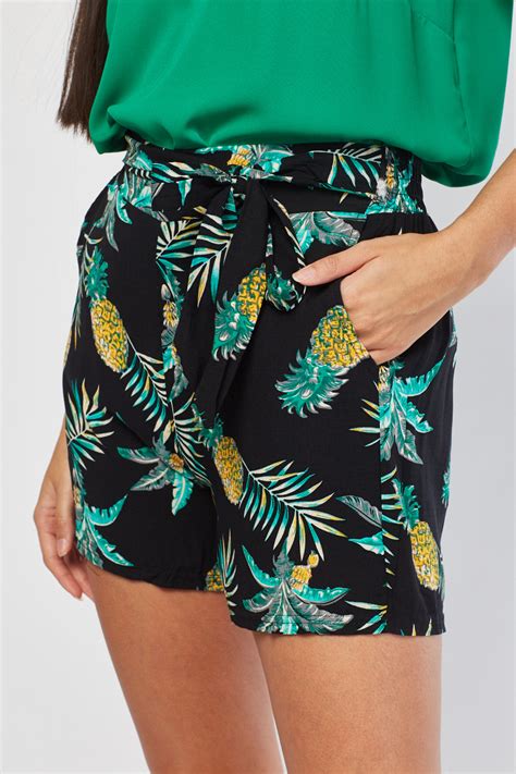 Tropical Pineapple Print Shorts Just 6