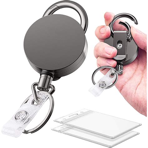 2 Pack Heavy Duty Metal Retractable Badge Holder Reel With Belt Clip