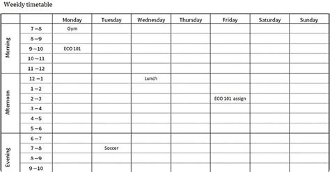 Download A Free Weekly Timetable To Help Organise Your Studies Also