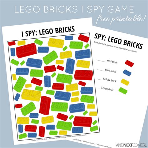 Lego Bricks Themed I Spy Game Free Printable For Kids And Next Comes L