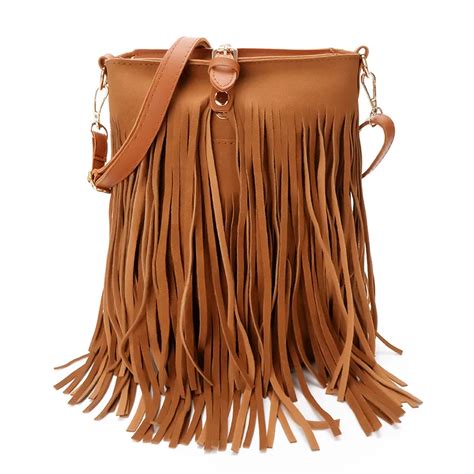 New Fashion Women Fringe Tassel Leather Handbags Casual Shoulder Bags