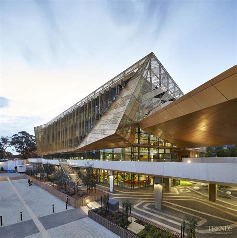 Modern University Campus With Student Building In Gold Perforated