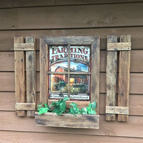 Rustic brown wall mounted jewelry organizer, wood shabby chic wall decor jewelry holder w/mesh earring holder shelf, necklace hanging hooks, removable bracelet rod (rustic brown) 5.0 out of 5 stars 2 $35.89 $ 35. Rustic Shutter Window,Farmhouse Decor,Rustic Country ...