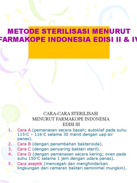 Materi 8 Metode Sterilisasi Menurut Farmakope Indonesia Edisi Iii