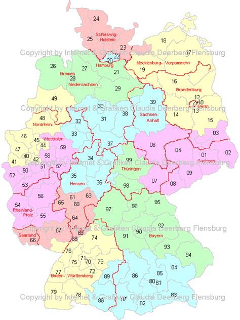 übersicht Postleitzahlenkarte Postleitzahlen Deutschland