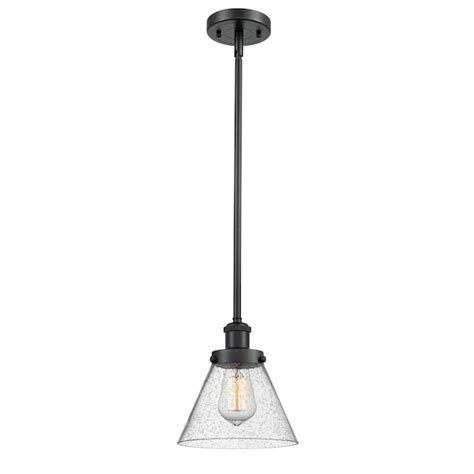 innovations lighting cone seedy matte black industrial seeded glass cone hanging pendant light