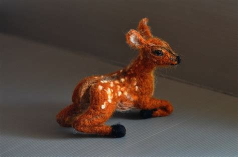 Needle Felted Deer Fawn Soft Sculpture Collectible Artist Animals