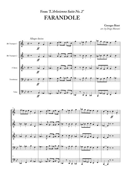 Farandole From Larlesienne Suite No 2 For Brass Quintet Sheet Music Georges Bizet Brass