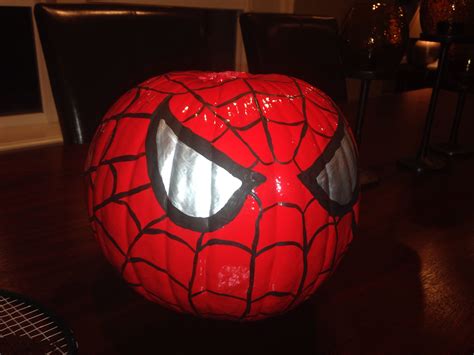 Spider Man Painted Pumpkin Next Time Ill Use Craft Pumpkins So Ill