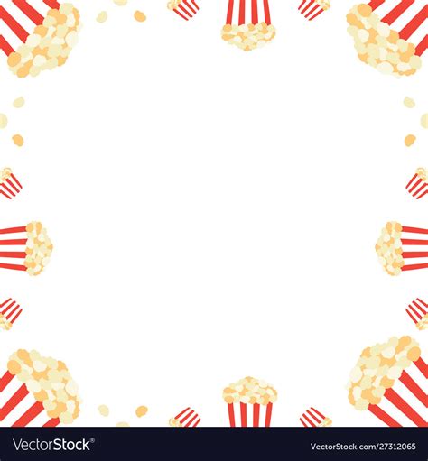 Frame Card Template With Buckets Full Popcorn Vector Image
