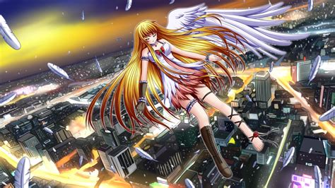 Blondes Angels Wings Falling Down Anime Girls 1920x1080 Wallpaper High Quality Wallpapershigh