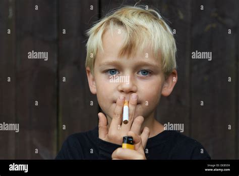 Child Blond Boy Smoking Cigarette Stock Photo 60481829 Alamy
