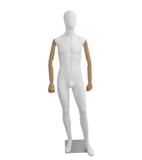 Matt White Faceless Male Mannequin With Articulated Arms Male