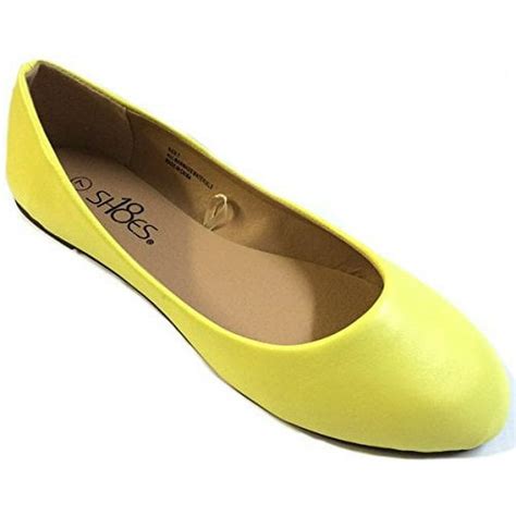 Shoes 18 Womens Ballerina Ballet Flat Shoes Solids And Leopards 6 Yellow Pu 8600