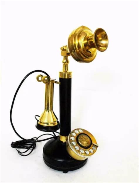 Solid Brass Candlestick Telephone Rotary Dial Old Retro Phone Antique